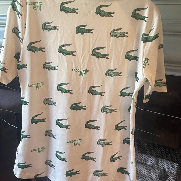 Lacoste Women's Golf Slim-Fit All-Over Crocodile Print Polo Shirt White Size 38 - Picture 5 of 6
